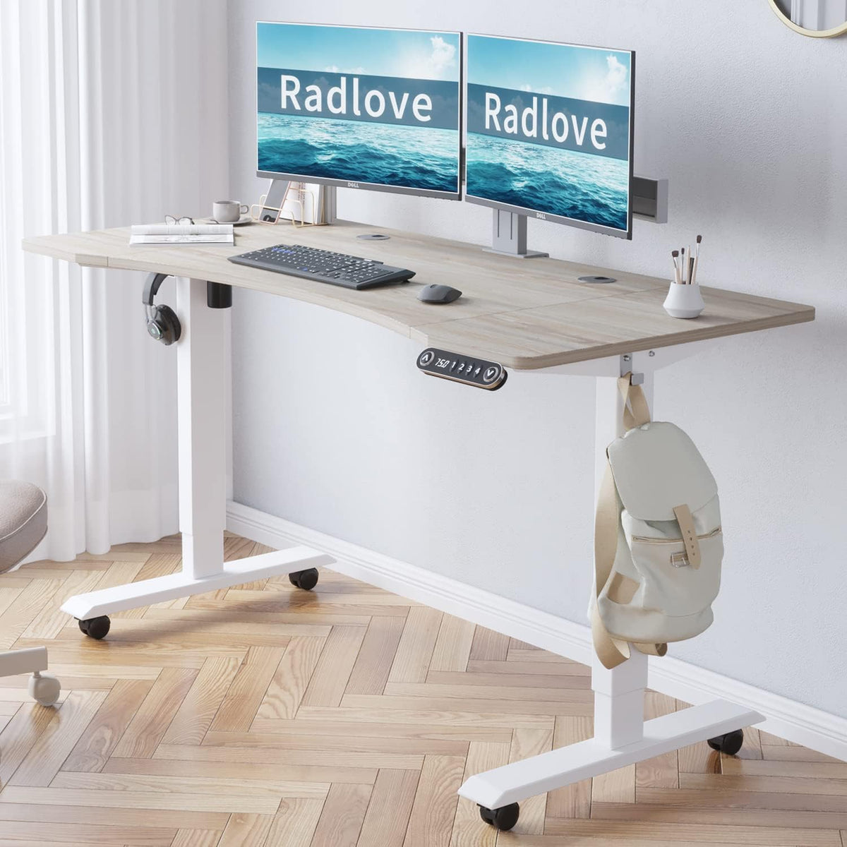 Radlove Electric Standing Desk, 55 x 30 Height Adjustable Computer Desk Sit S...