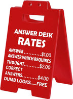 Funny Office Gag Gifts for Coworker Answer Desk Rates Desk Sign for Women Men by Artlunar