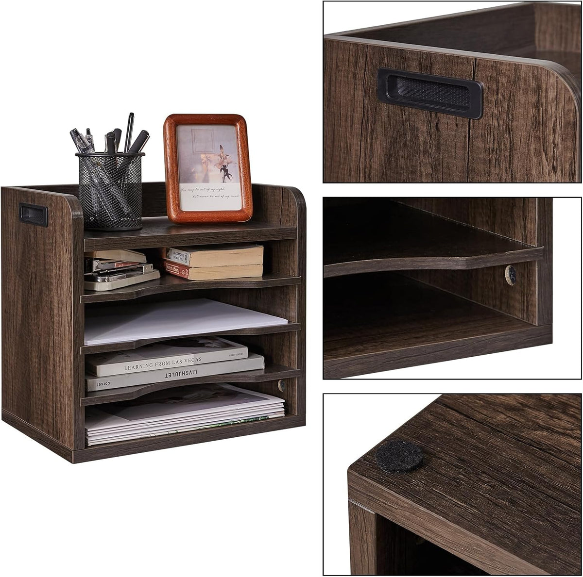 YMYNY Desktop File Organizer with Handle, Document Letter Mail Tray Sorter wi...