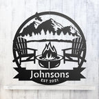 RealSteel Personalized Mountain Campfire Monogram Metal Sign – Custom Family - Image 4
