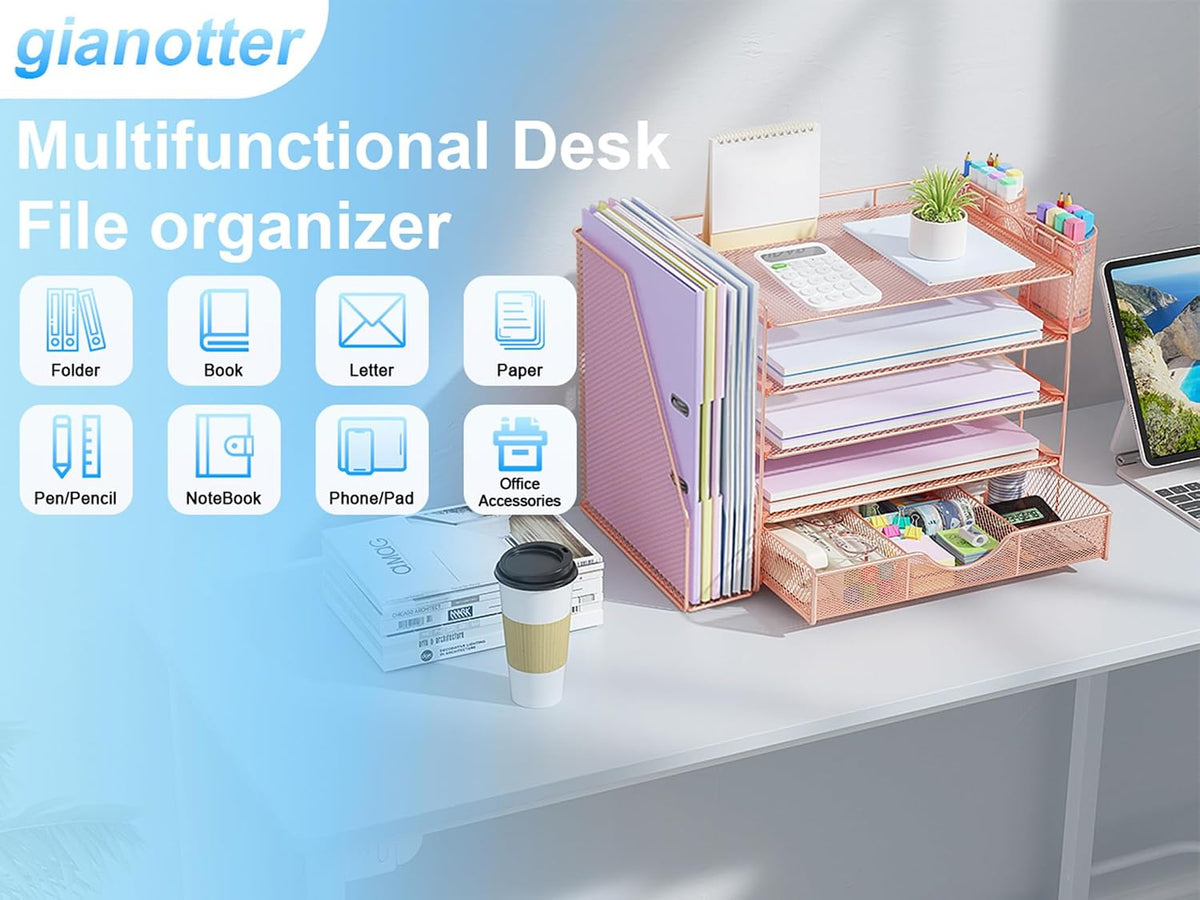 gianotter 5-Tier Desk Organizer with Drawers and File Holders