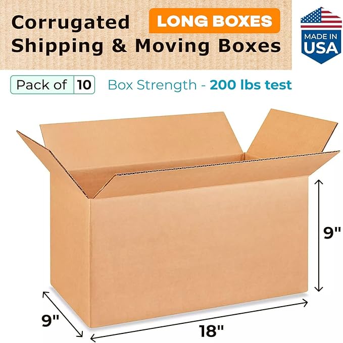 Long Moving & Shipping Boxes 18x9x9 inches - Image 2
