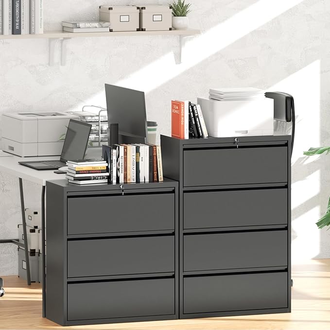 Greenvelly 4 Drawer File Cabinet, Metal Filing Cabinet - Image 8