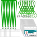 100 Pcs Clear Horizontal Badge ID Card and 100 Pcs Lanyard, Reusable Lanyards by Orcielo