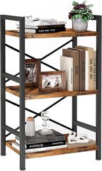 Homeiju Bookshelf, 3 Tier Industrial Bookcase, Metal Small Bookcase, Rustic - Image 9
