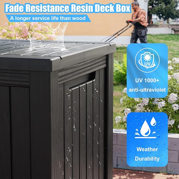 TARKARI 200 Gallon Lockable Resin Deck Box, Waterproof & UV-Resistant Outdoor - Image 6