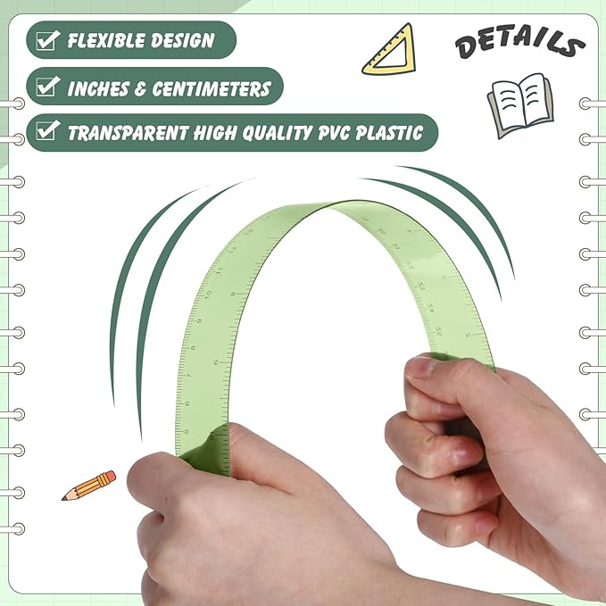 ForraFun 120 Pcs 12 Inch Plastic Ruler Bulk Colorful Transparent Ruler - Image 3