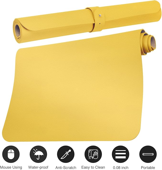 Boutilon Leather Desk Pad Protector, Non-Slip Mouse Pad, Laptop Desk Pad - Image 3
