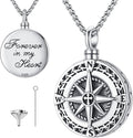 Compass Necklace for Women Men 925 Sterling Silver Pendant Urn Necklaces for by Eusense