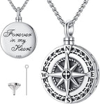 Compass Necklace for Women Men 925 Sterling Silver Pendant Urn Necklaces for by Eusense