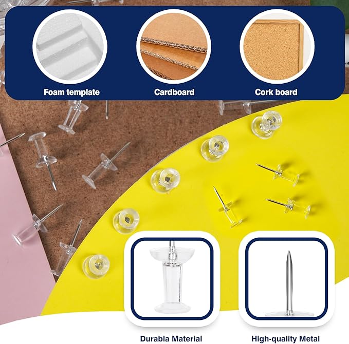 DANRONG 1600 PCS Clear Push Pins, Standard Thumb Tacks - Image 3