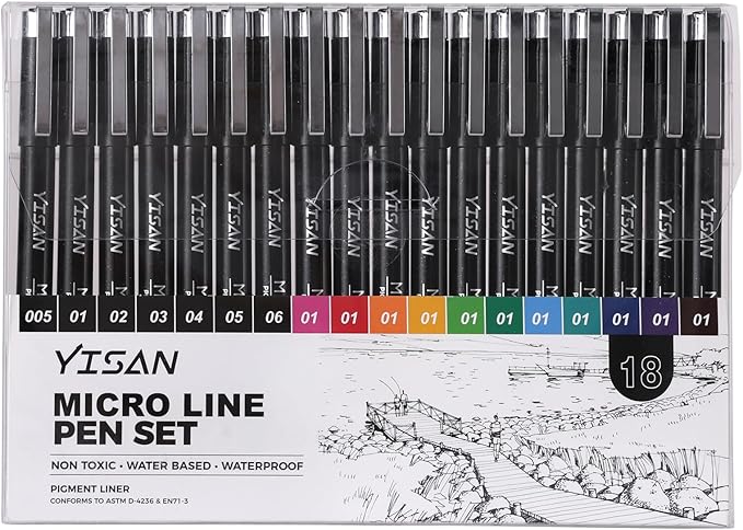YISAN 18-Pack Colored Drawing Pens - Image 6