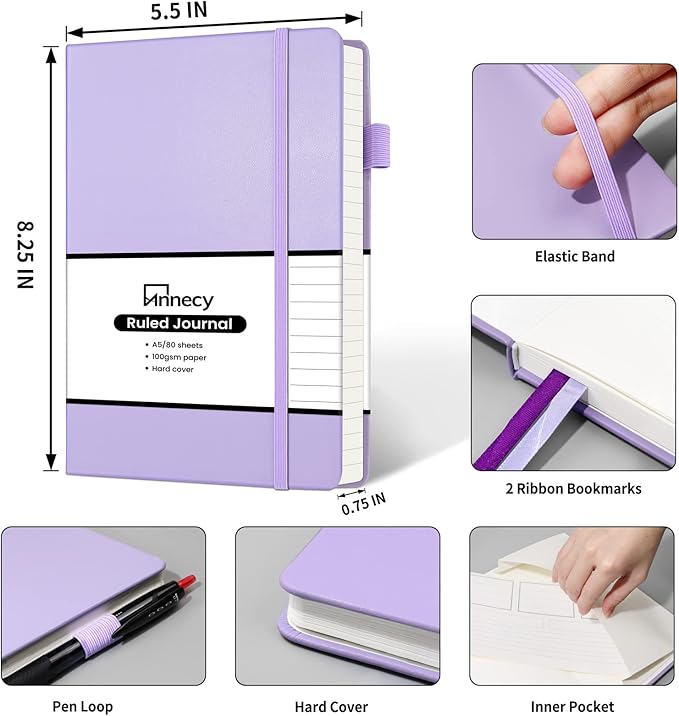 Annecy Lined Journal Notebook, Hardcover Leather Journal - Image 2
