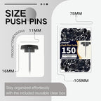 150 PCS Flat Black Push Pins for Wall Clear Thumb Tacks for Walls Flat - Image 6