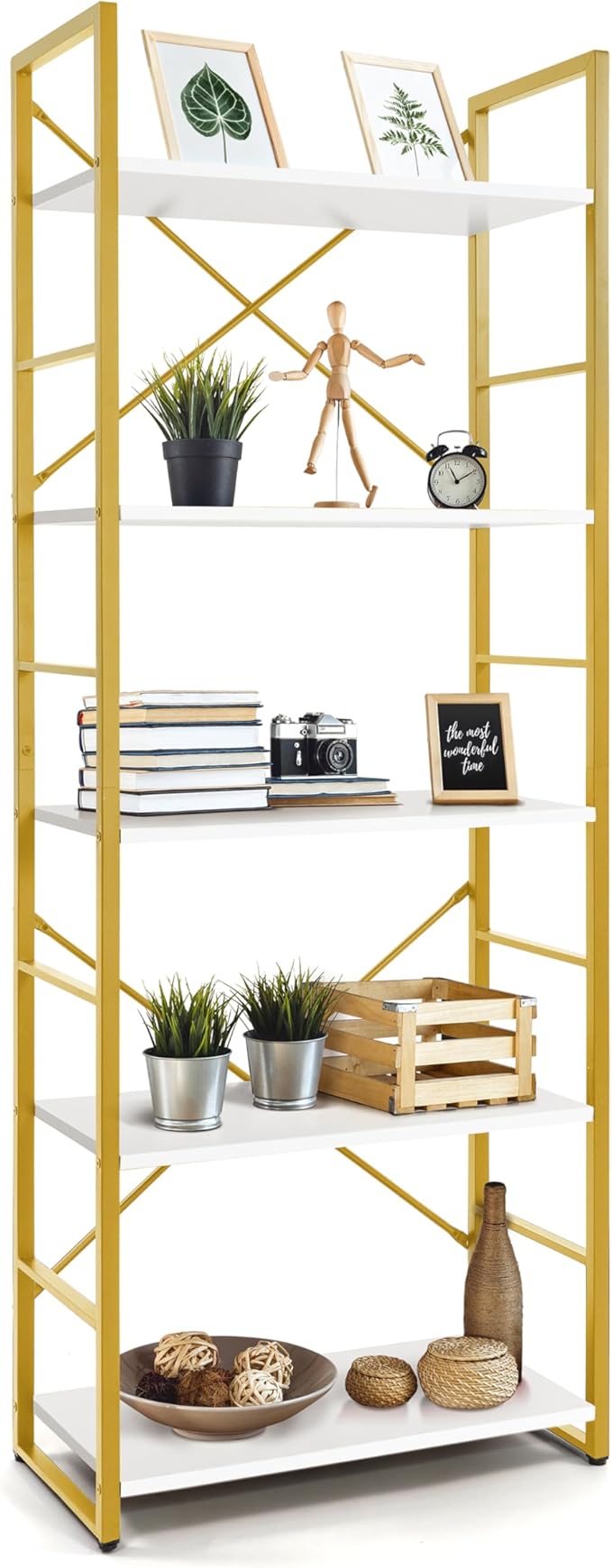 CAPHAUS 5 Tier Bookshelf, 24 Inch Width Free Standing Shelf, Bookcase Shelf by CAPHAUS