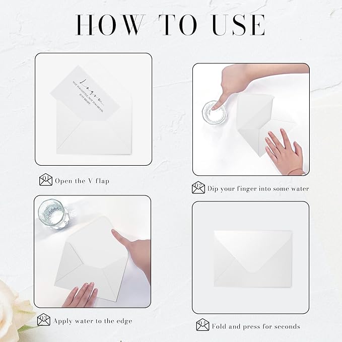 Shimmer Shiny White Envelopes 5.25 x 7.25 inches 100 PCS, Goefun A7 Euro V Flap - Image 3