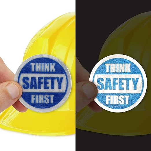 SmartSign Think Safety First Pack of 5 Hard Hat Labels | Retro-Reflective - Image 2
