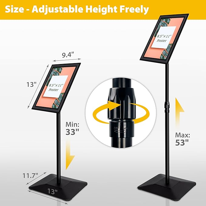 VAIIGO 3 Packs Heavy Duty Pedestal Poster Sign Stand, 8.5"x11" Adjustable Floor - Image 3