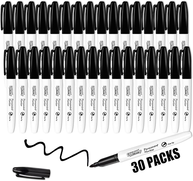 Duchong Black Permanent Markers, Quick Drying Marker, Waterproof, Works on by Duchong