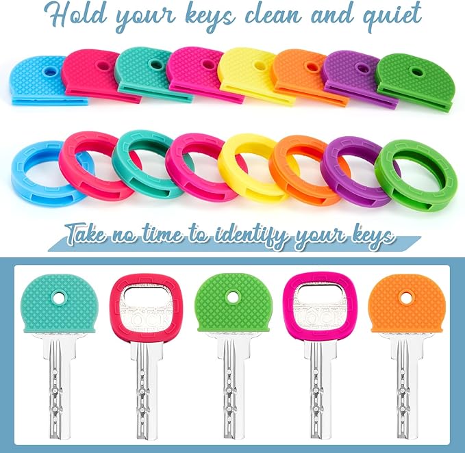 Blulu 80 Pieces 1Inch Colored Key Covers Caps Tags Covers Set Plastic Key Color - Image 5
