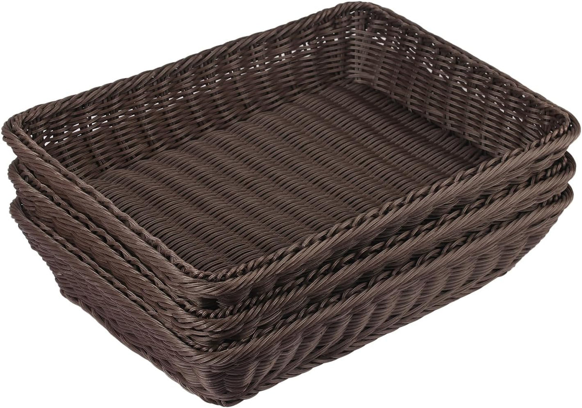 3 PCS 16 Inch Wicker Bread Basket, Woven Serving Basket, Tabletop Food Servin...
