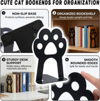 Metal Book Ends, Cat Decorative Bookends, 8 Pcs | Heavy Duty Bookends for Shelves,Book Ends for Office Home Cute Desk Bookshelf Decor Cat Lover Gifts