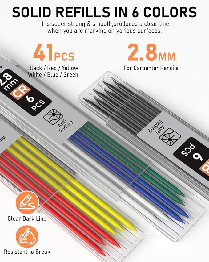 Nicpro 5 Pack Mechanical Carpenter Pencil Set - Image 3