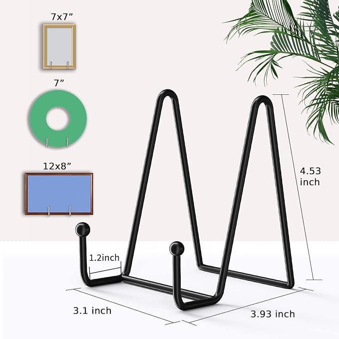 Decolore 4 Pack 4.5 Inch Black Display Stands Metal Plate Holder Display Stands - Image 3