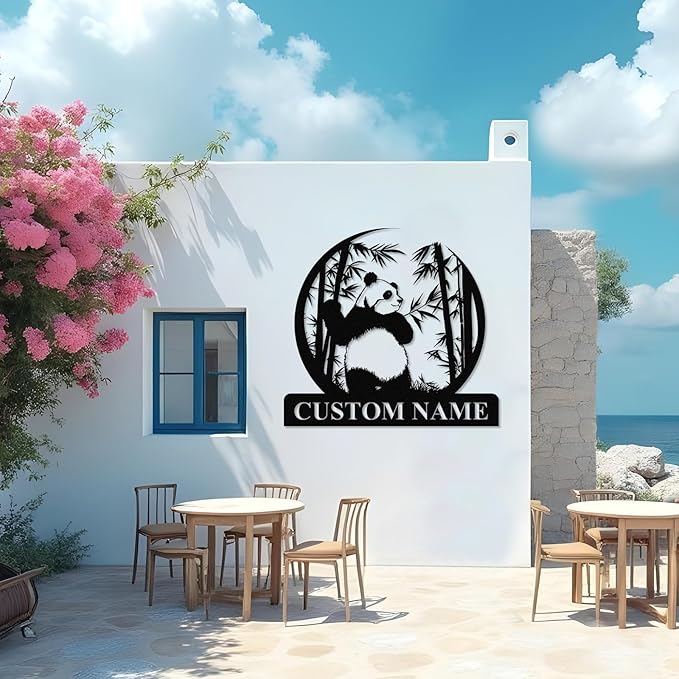 Personalized Panda Metal Sign | Family Name Sign | Panda Home Decor | Custom - Image 2