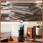 KIRIGEN Wooden Desk Mail Organizer 5 Slots File Paper Holder Desktop Wood - Image 3