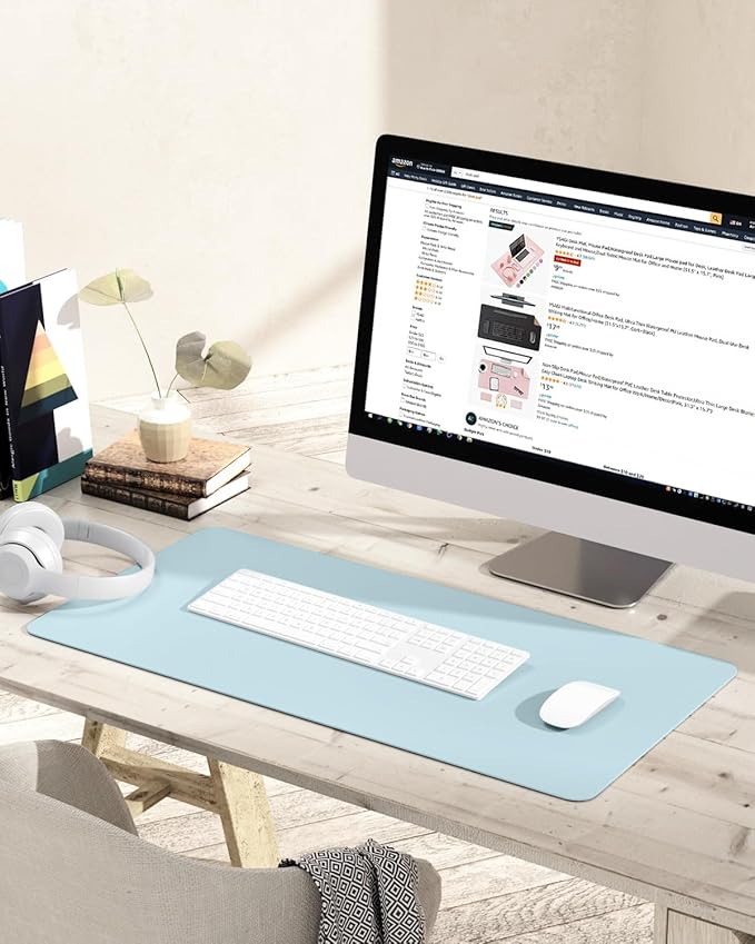 YSAGi Non-Slip Leather Desk Pad, Waterproof Laptop Computer Desk Keyboard Mat - Image 7