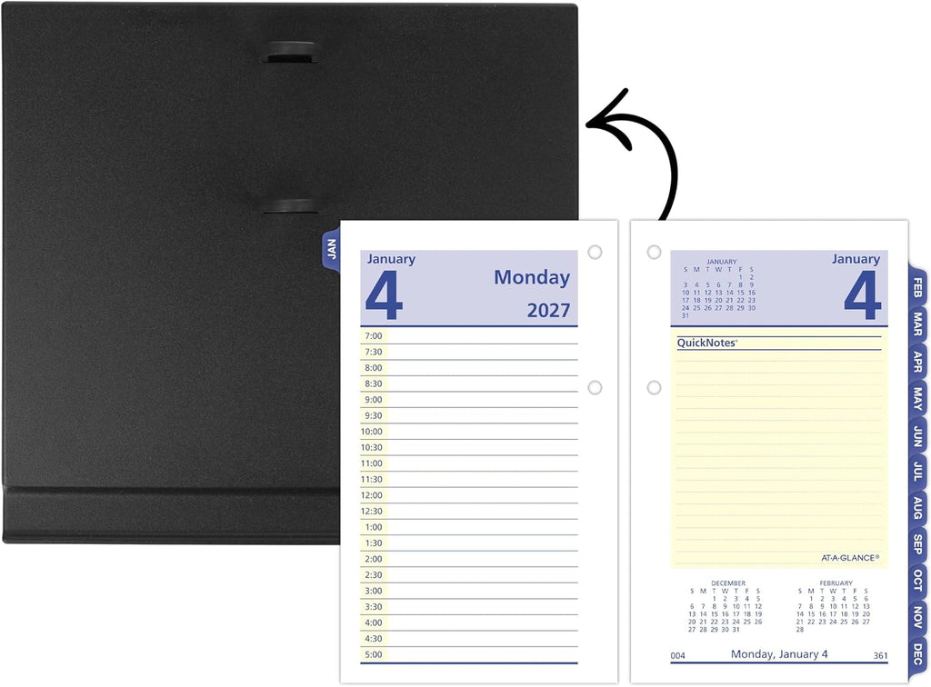 AT-A-GLANCE 2027 Desk Calendar Refill, Daily, 3.5" x 6", Standard, Loose-Leaf, QuickNotes (E5175027)