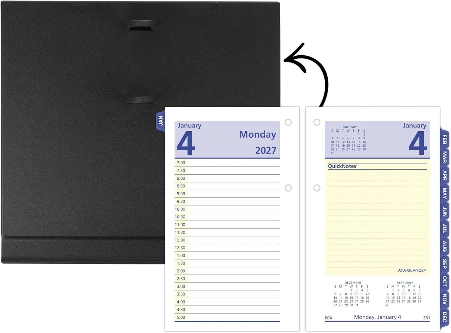 AT-A-GLANCE 2027 Desk Calendar Refill, Daily, 3.5" x 6", Standard, Loose-Leaf, QuickNotes (E5175027)
