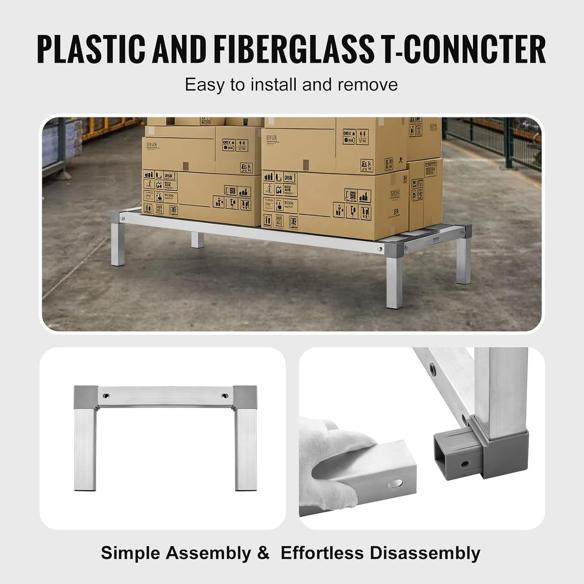 vevor aluminum dunnage rack, 48” x 20” commercial, side view