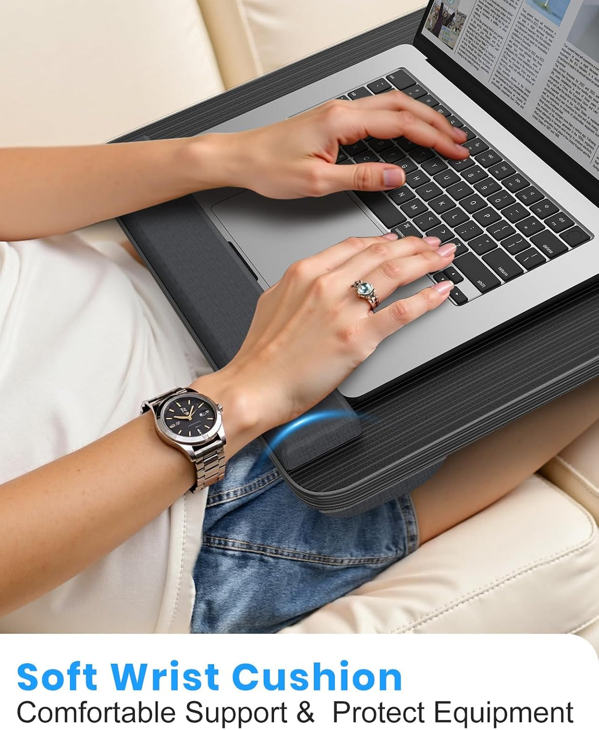 HETTHI Laptop Lap Desk with Cushion, Fit up to 15.6" Laptops, Black