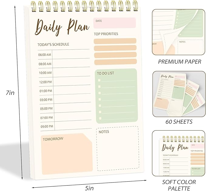 Tlenpo To Do List Notepad, 60 Sheets Daily Planner Notebook Organizer, Portable - Image 4