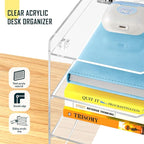 KKU 5 Tier Clear Acrylic Desk Organizer, Letter Tray Paper File Desk Organizer - Image 6
