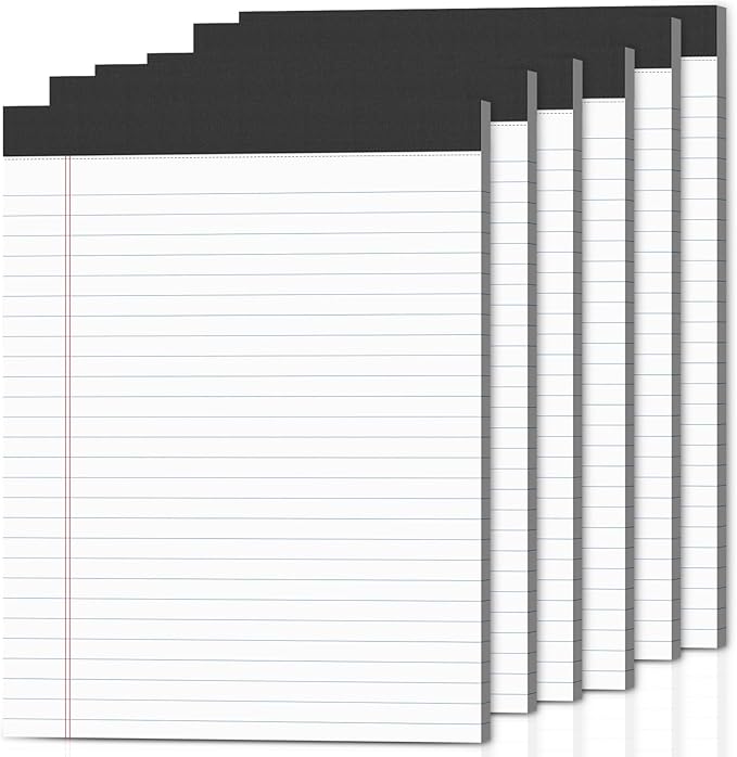 6-Pack Legal Pads 8.5"x11" Wide Ruled Note Pads by Nichela
