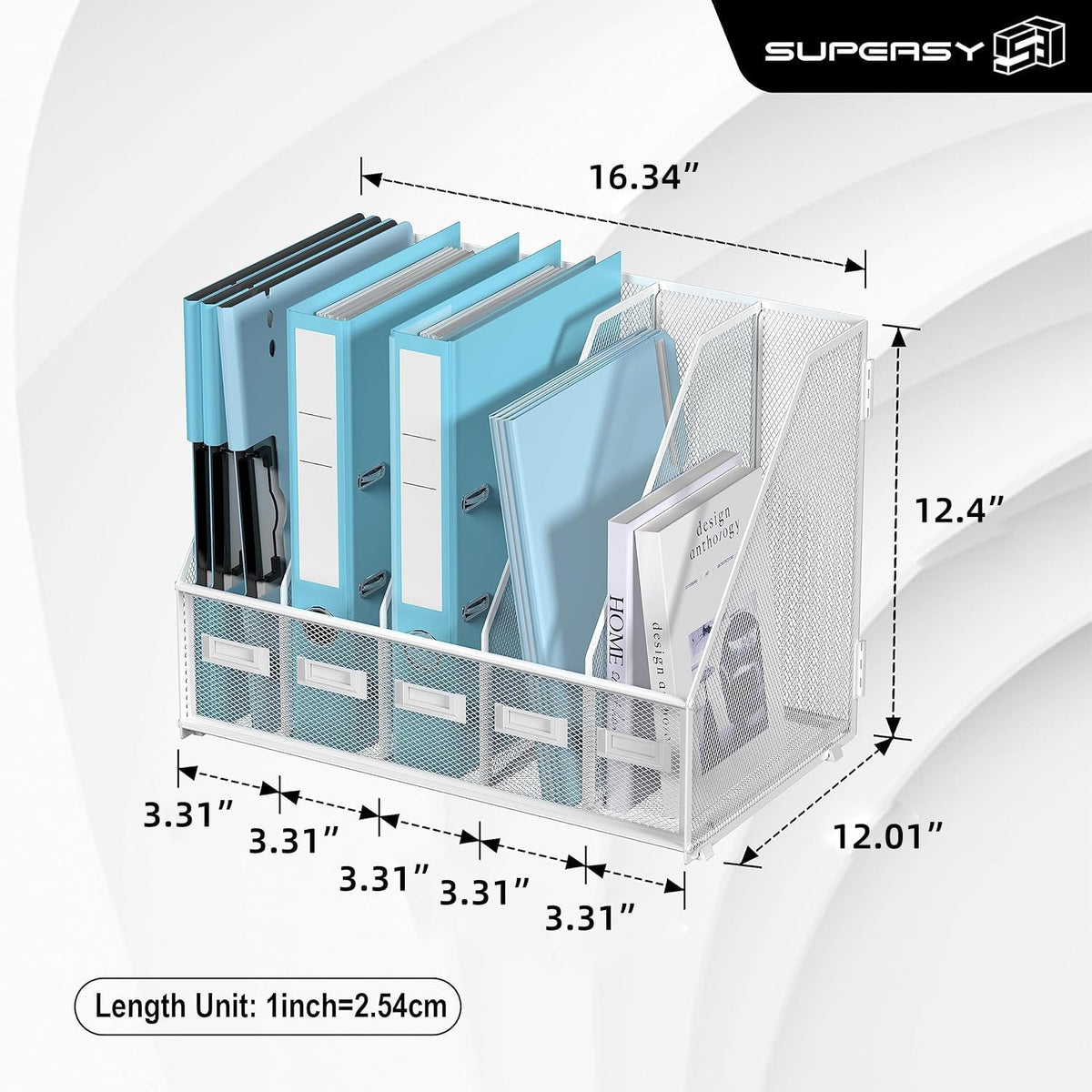 SUPEASY Desk Organizers Metal Desk Magazine File Holder with 5 Vertical Compa...