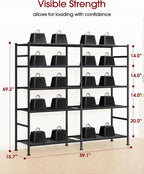 sakugi 5-tier heavy-duty garage storage shelves, 59.1"x15.7"x69.2", black, close-up detail