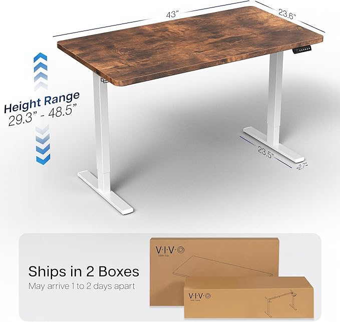 VIVO Electric 43 x 24 in Rustic Standing Desk, Memory Height Adjustment - Image 3