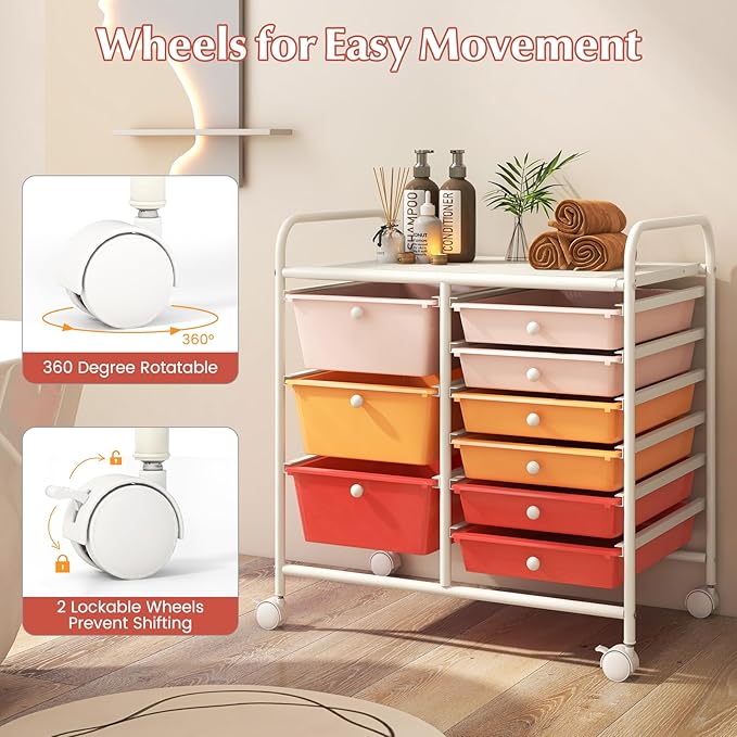 LDAILY 9 Drawer Rolling Storage Cart, Rolling Cart - Image 6
