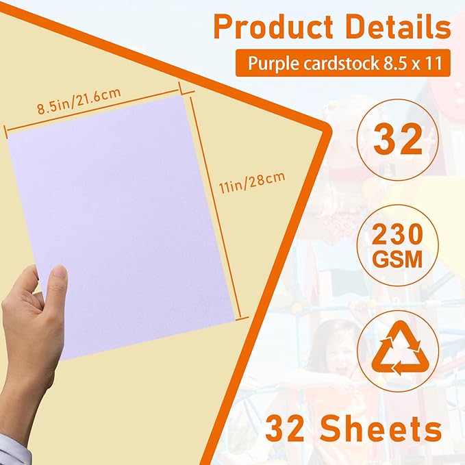 Guakicae 32 Sheets Light Purple Cardstock 8.5 x 11 Craft Paper, 230gsm/80lb - Image 2