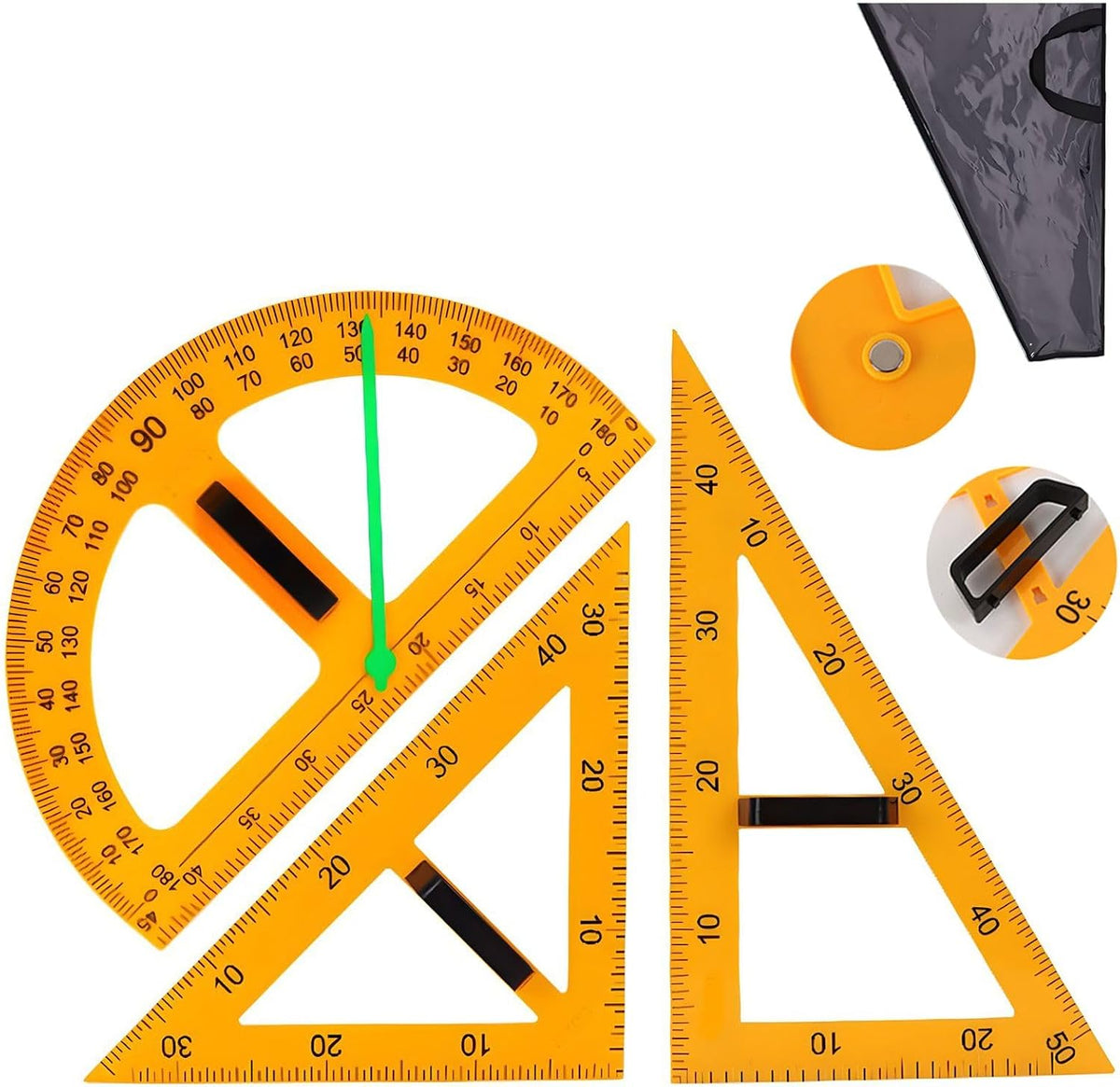 Magnetic Geometry Tool, Protractor, Triangle Rulers Easy Attachment Blackboard