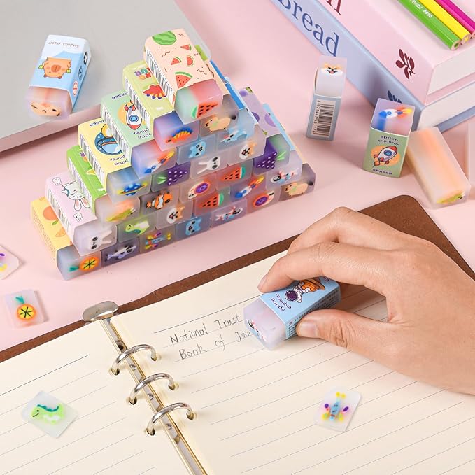 LiYiQ 100 Pcs Cute Eraser for Kids Bulk Kawaii Erasers for Classroom Fun - Image 6