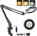 LED Magnifier Desk Lamp with Stand, 3 Color Modes & Stepless Dimming 5-Diopter by Dylviw