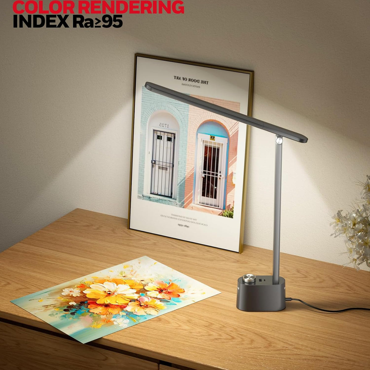 honeywell h01 pro led desk lamp, foldable desk, close-up detail