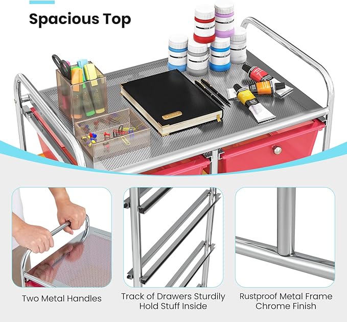 GLACER 10 Drawer Rolling Cart, Storage Cart - Image 5