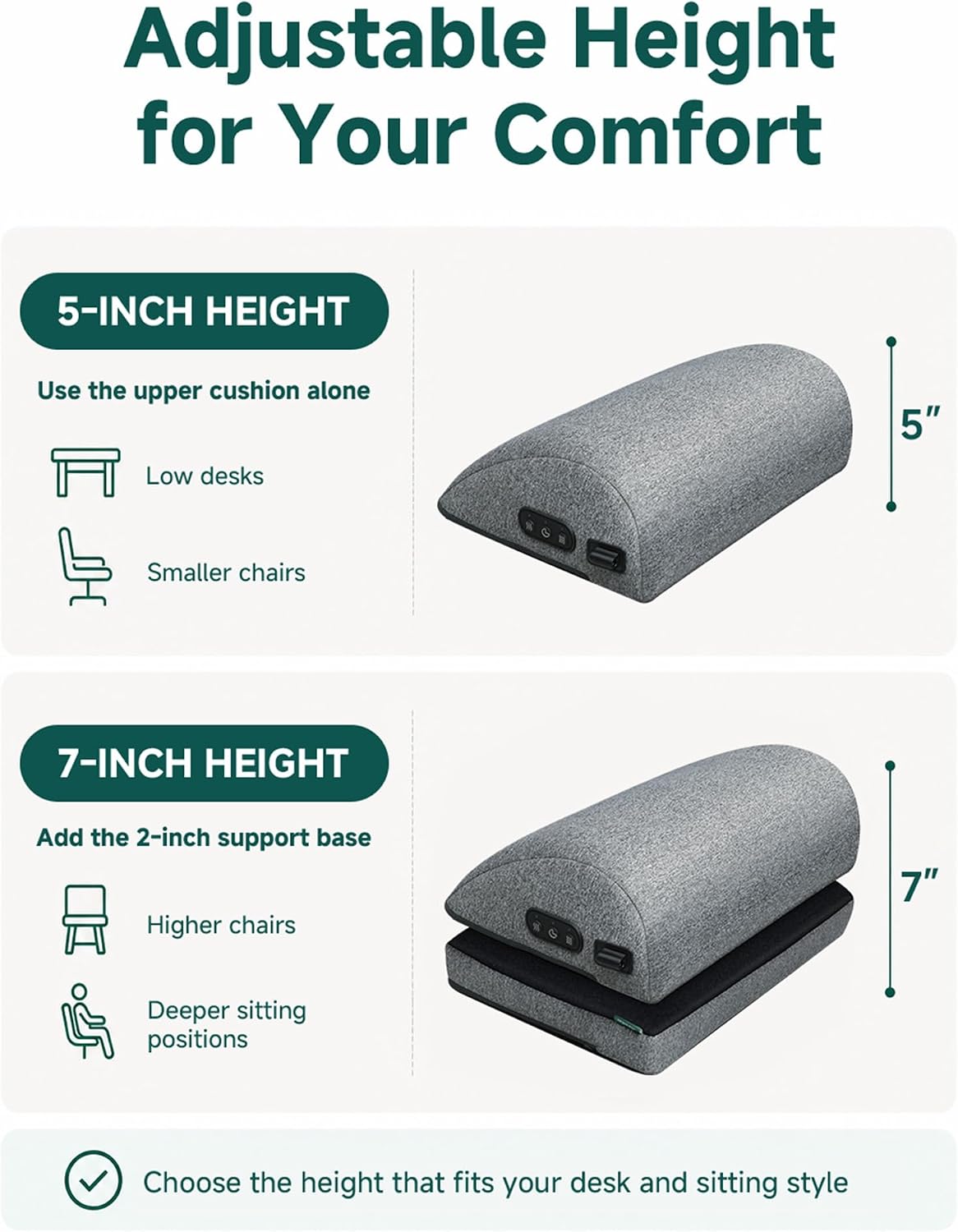 Snailax Heated Foot Rest Under Desk, Adjustable Height Foot Stool