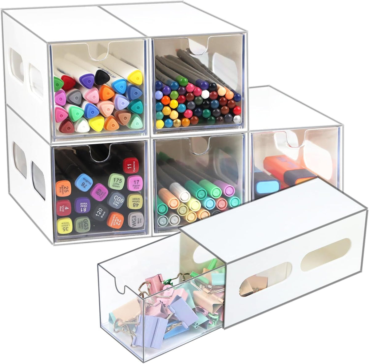 ZEXALOR Drawer Organizer Desktop Office Supplies Desk Organizer and Storage S...